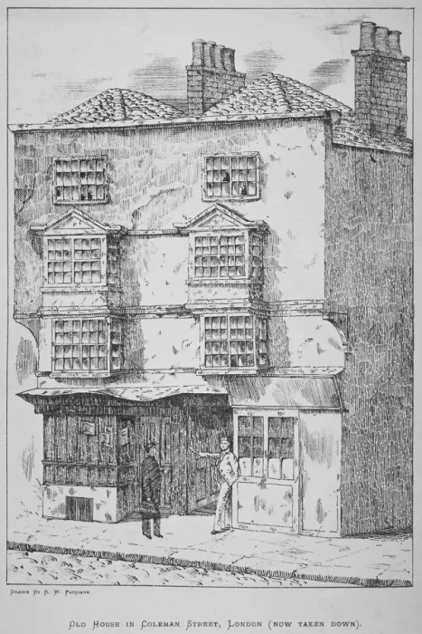 Framed Print : A house in Coleman Street, City of London, 1865 Framed Print : A house in Coleman Street, City of London, 1865