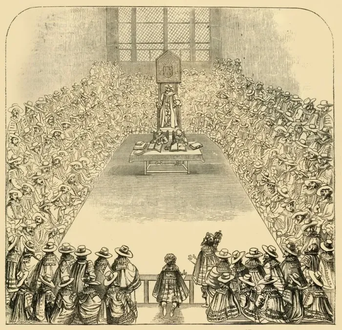 Framed Print : House of Commons in 1623, (1881). Creator: Unknown Framed Print : House of Commons in 1623, (1881). Creator: Unknown