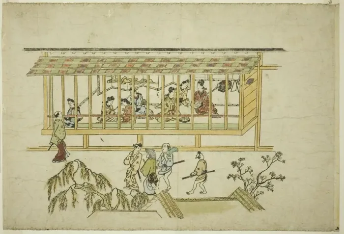 Framed Print : A House of Courtesans, from the series The Appearance of Yoshiwara, c Framed Print : A House of Courtesans, from the series The Appearance of Yoshiwara, c