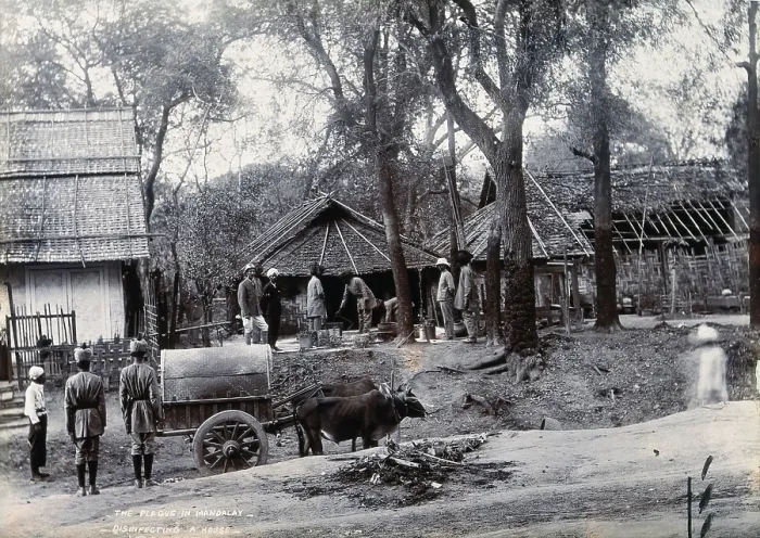 Framed Print : A house being disinfected, during a plague epidemic in Mandalay, 1906. Creator: Unknown Framed Print : A house being disinfected, during a plague epidemic in Mandalay, 1906. Creator: Unknown