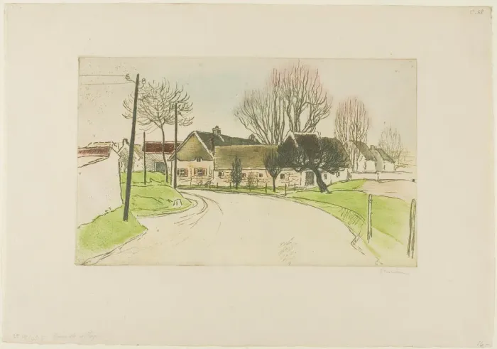 Framed Print : The House on the Edge of the Village, 1902. Creator: Theophile Alexandre Steinlen Framed Print : The House on the Edge of the Village, 1902. Creator: Theophile Alexandre Steinlen