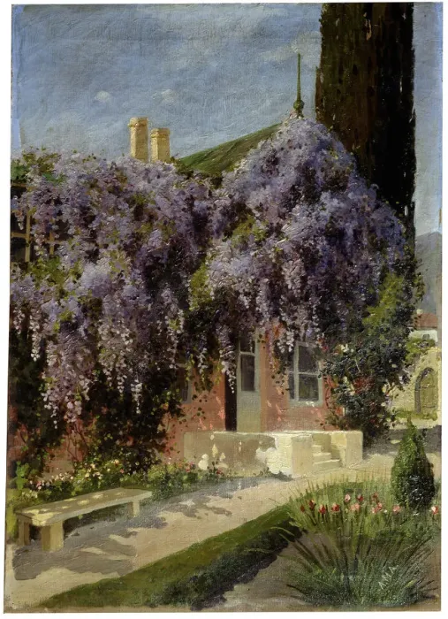 Framed Print : A House Entwined with Wisteria, late 19th or 20th century. Artist: Mikhail Alisov Framed Print : A House Entwined with Wisteria, late 19th or 20th century. Artist: Mikhail Alisov
