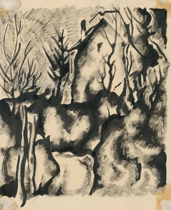 Framed Print : House in the garden, 1924-1928. Creator: Konstantin Bauer Framed Print : House in the garden, 1924-1928. Creator: Konstantin Bauer