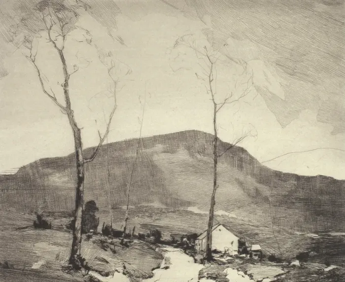 Framed Print : House in the Hills, c1890-1949. Creator: Chauncey Foster Ryder Framed Print : House in the Hills, c1890-1949. Creator: Chauncey Foster Ryder