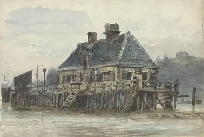 Framed Print : House on a jetty, 1834-1893. Creator: Willem Antonie van Deventer Framed Print : House on a jetty, 1834-1893. Creator: Willem Antonie van Deventer