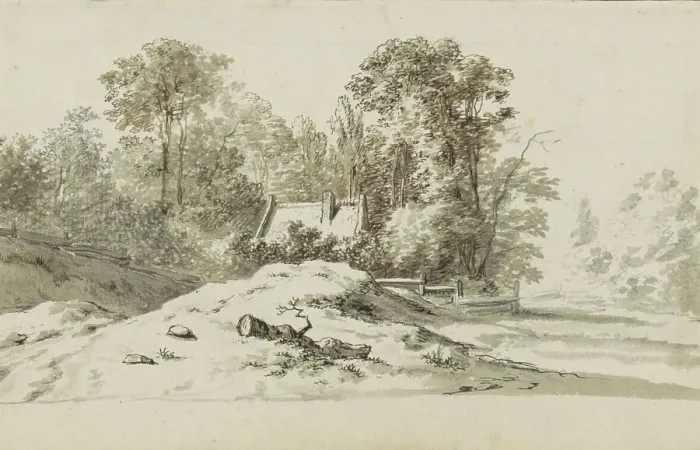Framed Print : House in a landscape, 1783. Creator: Johannes Huibert Prins Framed Print : House in a landscape, 1783. Creator: Johannes Huibert Prins