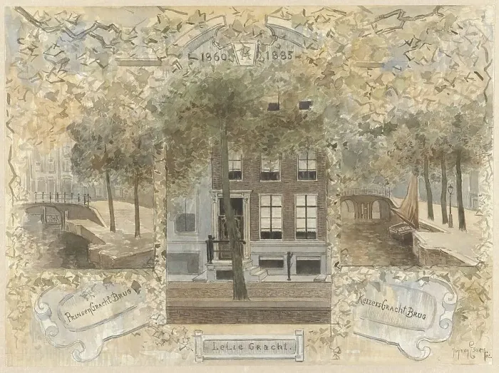 Framed Print : House on the Leliegracht, flanked by the bridges over the Prinsengracht and... 1864-1936. Creator: Johannes Cornelis van Essen Framed Print : House on the Leliegracht, flanked by the bridges over the Prinsengracht and... 1864-1936. Creator: Johannes Cornelis van Essen