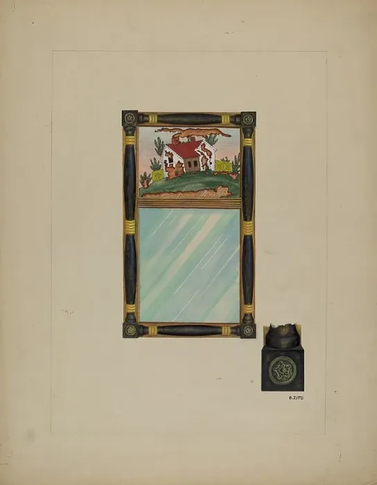 Framed Print : House Looking Glass, c. 1940. Creator: Emilio Zito Framed Print : House Looking Glass, c. 1940. Creator: Emilio Zito