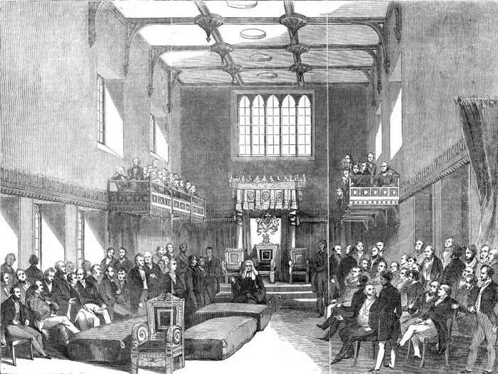 Framed Print : House of Lords - the Lord Chancellor pronouncing judgment in the case of the Queen v Framed Print : House of Lords - the Lord Chancellor pronouncing judgment in the case of the Queen v