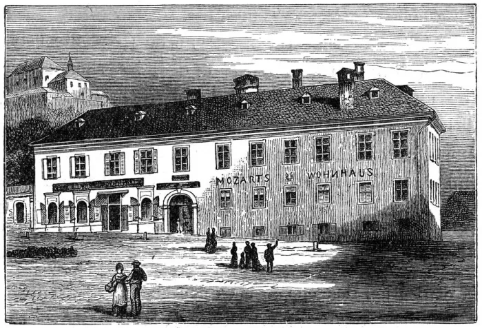Framed Print : The house in which Mozart lived in Salzburg, Austria, late 18th century (c1890) Framed Print : The house in which Mozart lived in Salzburg, Austria, late 18th century (c1890)