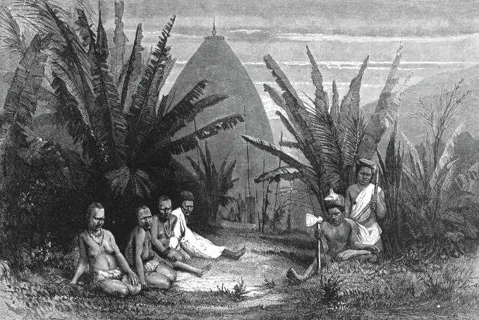 Framed Print : House of a Native Chief, near Kanala; Some Account of New Caledonia, 1875. Creator: Unknown Framed Print : House of a Native Chief, near Kanala; Some Account of New Caledonia, 1875. Creator: Unknown