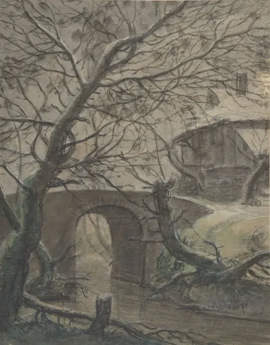 Framed Print : A House near a Bridge, 17th century. Creator: Anthonie Waterloo