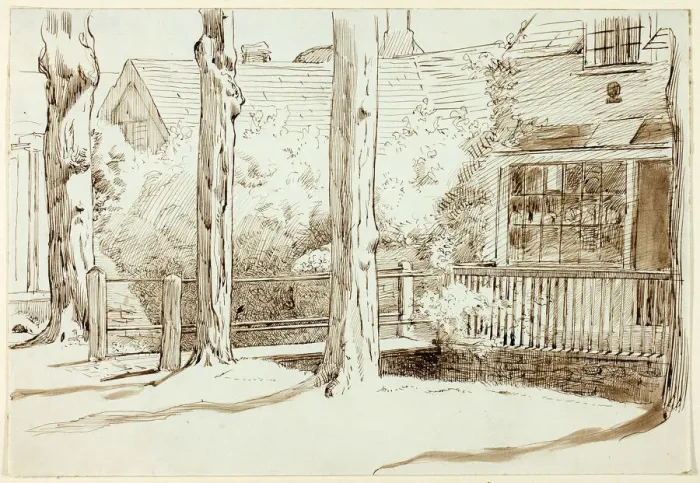 Framed Print : House and Old Trees, n. d. Creator: Henry Stacy Marks