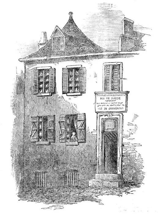 Framed Print : House in Pau [in France], in which Bernadotte was born, 1854. Creator: Unknown