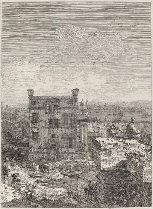 Framed Print : The House with the Peristyle [right], 1741. Creator: Canaletto