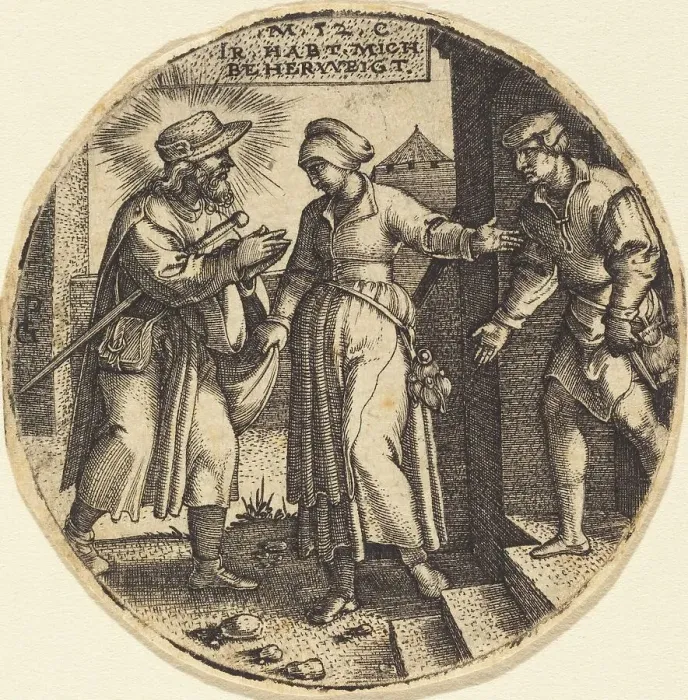 Framed Print : To House the Pilgrims. Creator: Georg Pencz Framed Print : To House the Pilgrims. Creator: Georg Pencz