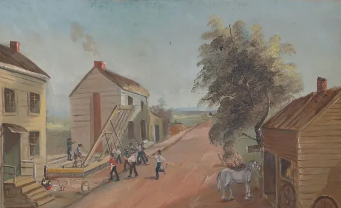 Framed Print : House Raising, 1870s. Creator: William P. Chappel Framed Print : House Raising, 1870s. Creator: William P. Chappel