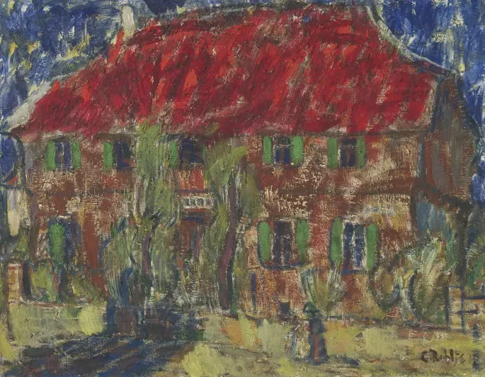 Framed Print : House with a Red Roof, 1912. Creator: Christian Rohlfs Framed Print : House with a Red Roof, 1912. Creator: Christian Rohlfs
