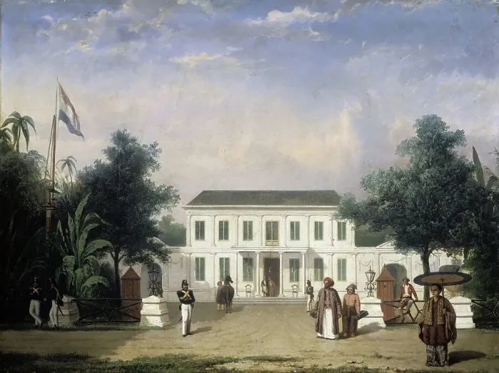 Framed Print : House on the Rijswijk, Batavia (Jalan Veteran), 1835-1845. Creator: Ernest Alfred Hardouin Framed Print : House on the Rijswijk, Batavia (Jalan Veteran), 1835-1845. Creator: Ernest Alfred Hardouin