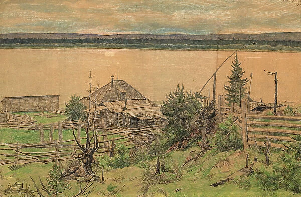 House on the river bank, 1921. Creator: Dmitrii Innokent'evich Karatanov