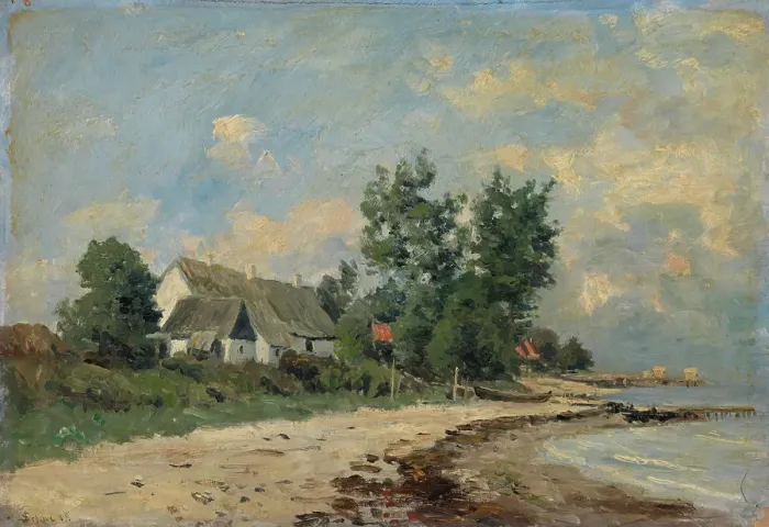 Framed Print : House by the Seaside, 1885. Creator: Jacob Oxholm Schive Framed Print : House by the Seaside, 1885. Creator: Jacob Oxholm Schive