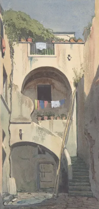 Framed Print : A House at Sorrento, mid-19th century. Creator: Thomas Hartley Cromek