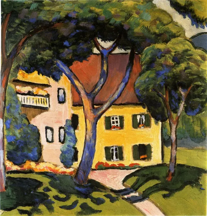 Framed Print : House in Tegernsee, 1910. Creator: Macke, August (1887-1914) Framed Print : House in Tegernsee, 1910. Creator: Macke, August (1887-1914)