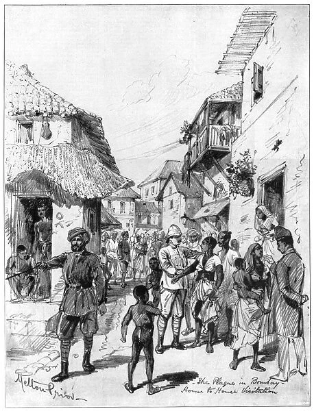 House-to-house visitation during the plague in Bombay, India, 1898. Artist: Melton Prior