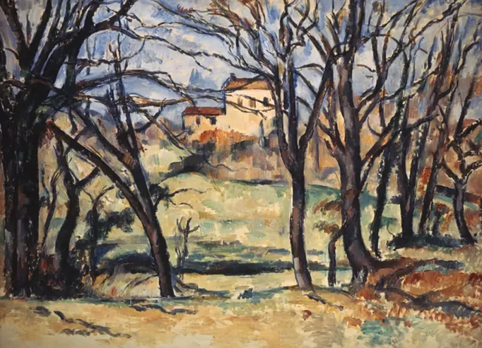 Framed Print : House behind Trees on the Road to Tholonet, c1885. Artist: Paul Cezanne Framed Print : House behind Trees on the Road to Tholonet, c1885. Artist: Paul Cezanne