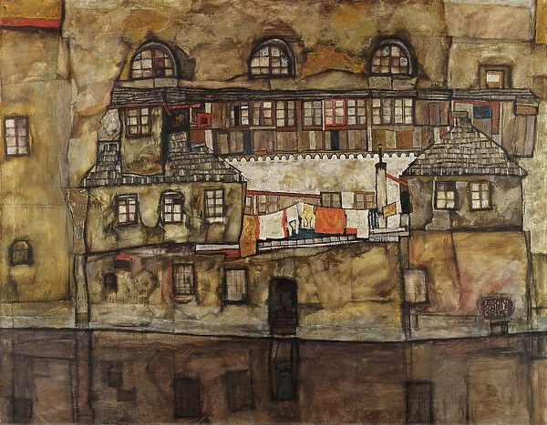 House Wall on the River, 1915. Artist: Schiele, Egon (1890?1918)