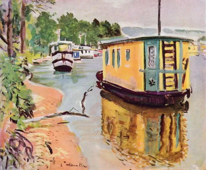 Framed Print : Houseboats, Loch Lomond, c1924. Artist: George Leslie Hunter Framed Print : Houseboats, Loch Lomond, c1924. Artist: George Leslie Hunter