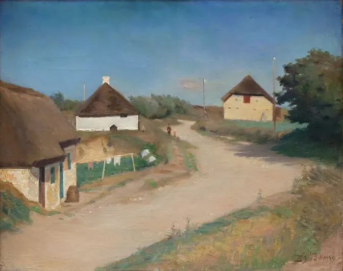 Framed Print : Houses Alongside a Road in Morso, Jutland, 1893. Creator: Fridolin Johansen Framed Print : Houses Alongside a Road in Morso, Jutland, 1893. Creator: Fridolin Johansen
