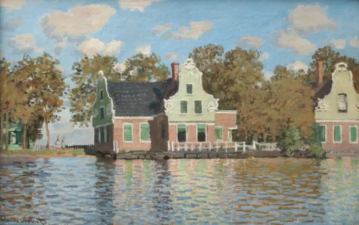 Framed Print : Houses at the bank of the river Zaan, 1871-1872. Artist: Monet, Claude (1840-1926) Framed Print : Houses at the bank of the river Zaan, 1871-1872. Artist: Monet, Claude (1840-1926)