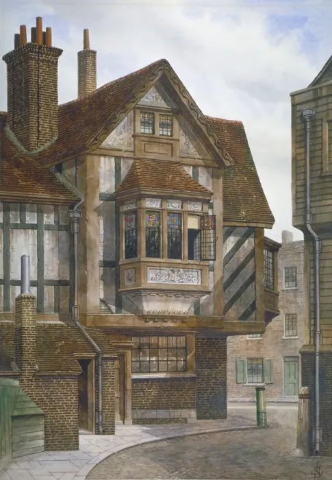 Framed Print : Houses in Bishopsgate, City of London, 1860. Artist Framed Print : Houses in Bishopsgate, City of London, 1860. Artist