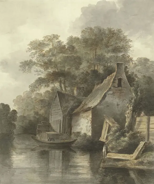 Framed Print : Houses on a canal, 1776-1821. Creator: Daniel Kerkhoff Framed Print : Houses on a canal, 1776-1821. Creator: Daniel Kerkhoff