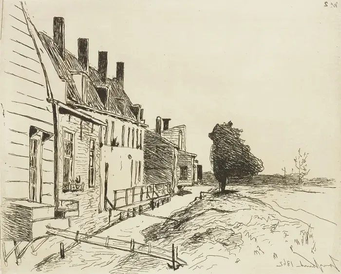 Framed Print : Houses along the Canal, 1862. Creator: Johan Barthold Jongkind