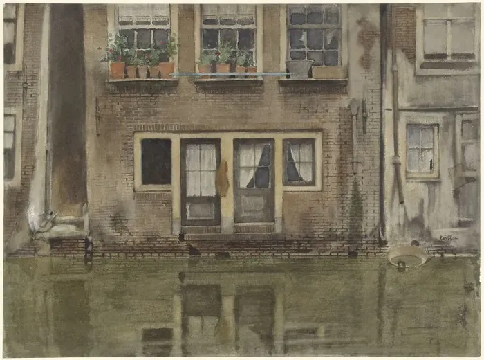 Framed Print : Houses on a canal in Amsterdam, 1870-1923. Creator: Willem Witsen Framed Print : Houses on a canal in Amsterdam, 1870-1923. Creator: Willem Witsen
