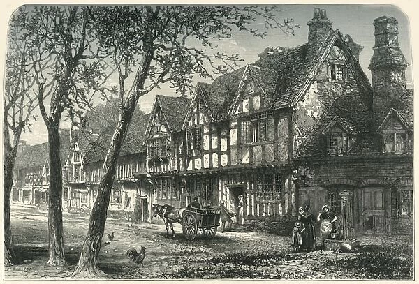 Houses Under the Castle, Warwick, c1870
