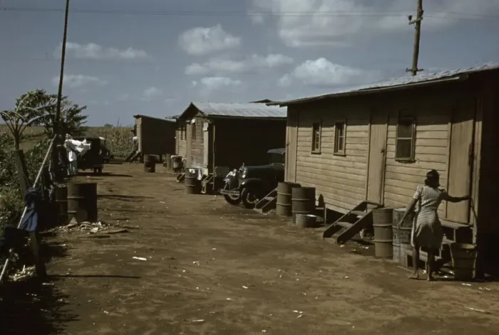 Framed Print : Houses which have been condemned by the Board of Health... Belle Glade, Fla. 1941. Creator: Marion Post Wolcott Framed Print : Houses which have been condemned by the Board of Health... Belle Glade, Fla. 1941. Creator: Marion Post Wolcott