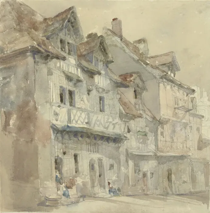 Framed Print : Houses in Dieppe, 1806-1864. Creator: David Roberts Framed Print : Houses in Dieppe, 1806-1864. Creator: David Roberts