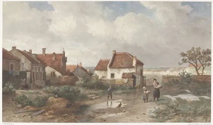 Framed Print : Houses at the Edge of a Village in the Dunes, 1875. Creator: Salomon Leonardus Verveer Framed Print : Houses at the Edge of a Village in the Dunes, 1875. Creator: Salomon Leonardus Verveer