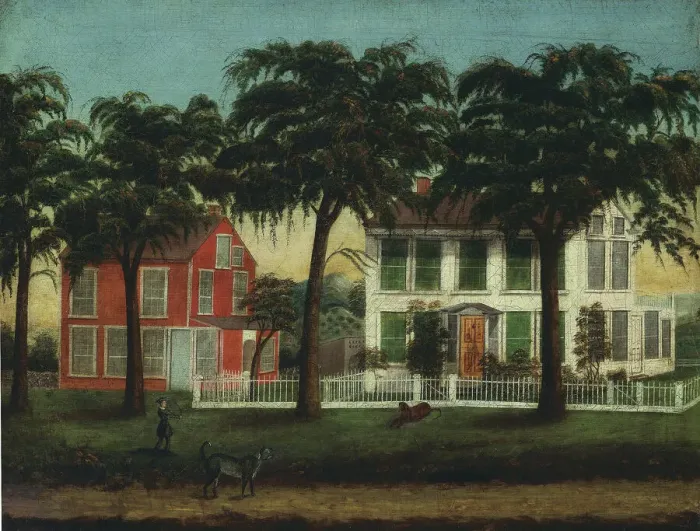 Framed Print : Houses on the Fox River, Illinois, 1881 / 90. Creator: Unknown Framed Print : Houses on the Fox River, Illinois, 1881 / 90. Creator: Unknown