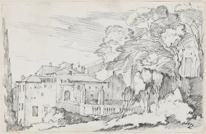 Framed Print : Houses and a Garden on a Hillside in Italy, 1744 / 1750. Creator: Joseph-Marie Vien the Elder Framed Print : Houses and a Garden on a Hillside in Italy, 1744 / 1750. Creator: Joseph-Marie Vien the Elder