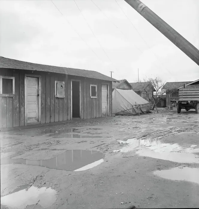 Framed Print : Houses inhabited by Mexican citrus workers, Lindsay, Tulare County, California, 1939. Creator: Dorothea Lange Framed Print : Houses inhabited by Mexican citrus workers, Lindsay, Tulare County, California, 1939. Creator: Dorothea Lange