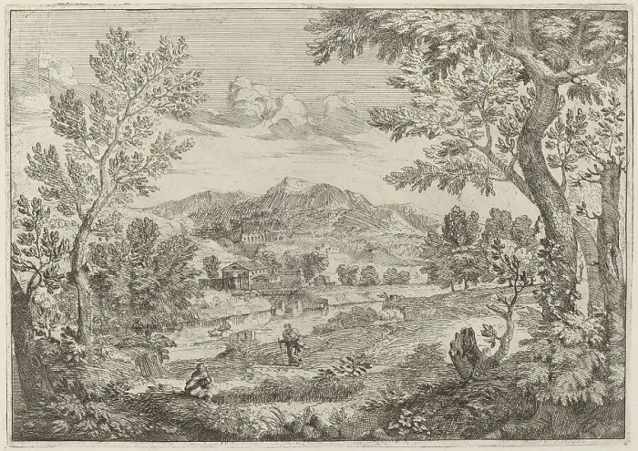 Framed Print : Houses Beside a Mountain, 1696. Creator: Crescenzio Onofri Framed Print : Houses Beside a Mountain, 1696. Creator: Crescenzio Onofri