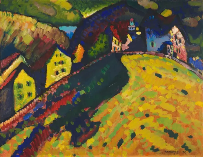 Framed Print : Houses at Murnau, 1909. Creator: Vassily Kandinsky Framed Print : Houses at Murnau, 1909. Creator: Vassily Kandinsky