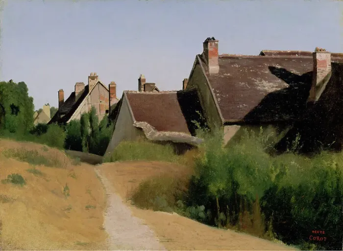 Framed Print : Houses near Orleans (Maisons aux Environs d'Orleans), about 1830. Creator: Jean-Baptiste-Camille Corot Framed Print : Houses near Orleans (Maisons aux Environs d'Orleans), about 1830. Creator: Jean-Baptiste-Camille Corot