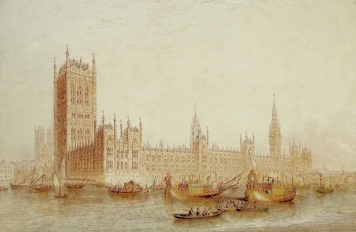 Framed Print : Houses of Parliament, 1851. Creator: George Baxter Framed Print : Houses of Parliament, 1851. Creator: George Baxter