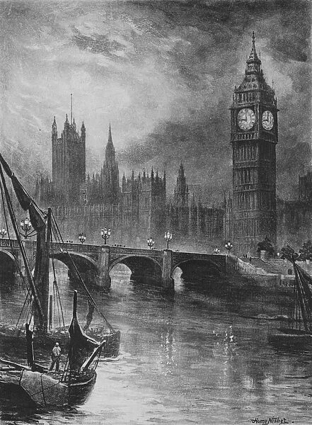 Houses of Parliament, 1890. Artist: Hume Nisbet