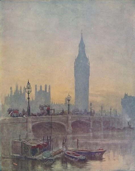 The Houses of Parliament, London, 1910. Artist: Herbert Menzies Marshall